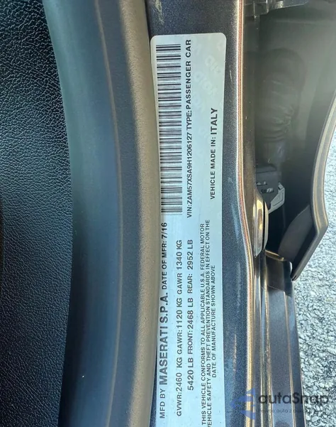 2017 Maserati Ghibli z USA, uszkodzony, nr VIN ZAM57XSA9H1206127